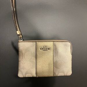 Coach Metallic Beige Wristlet Clutch